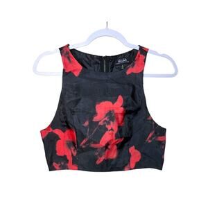 Lulu's Just My Imagination Black and Red Floral Print Top‎ Women S Black Boho